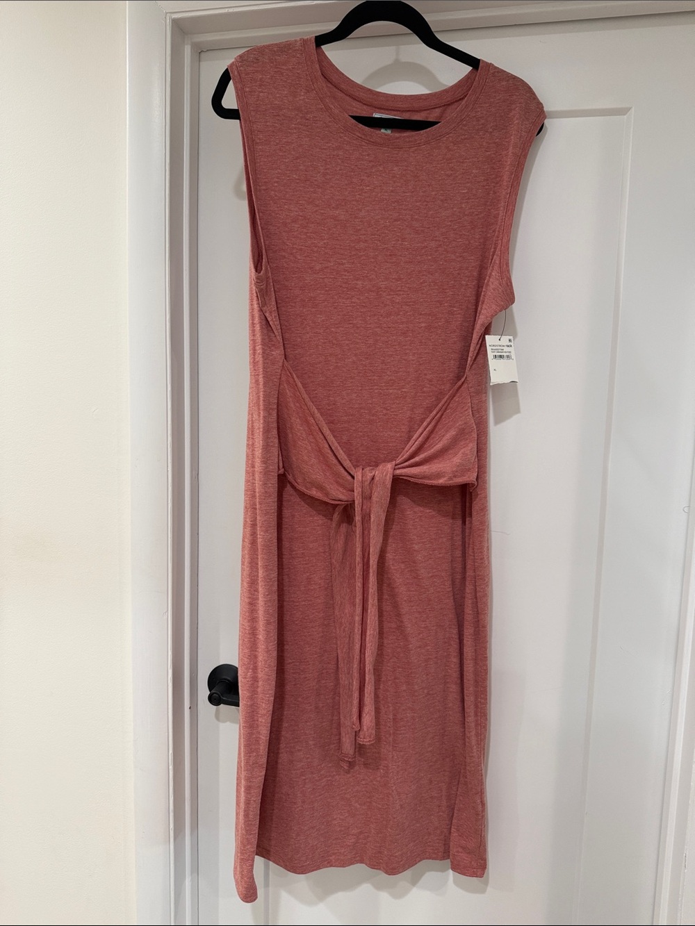 Sleeveless Tie-Waist Dress in Dusty Cinnabar Heather
